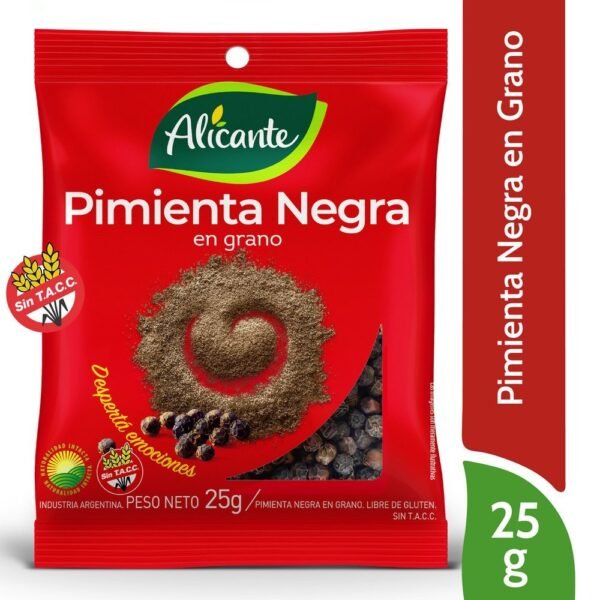 Pimienta negra en granos Alicante sin tacc x25g